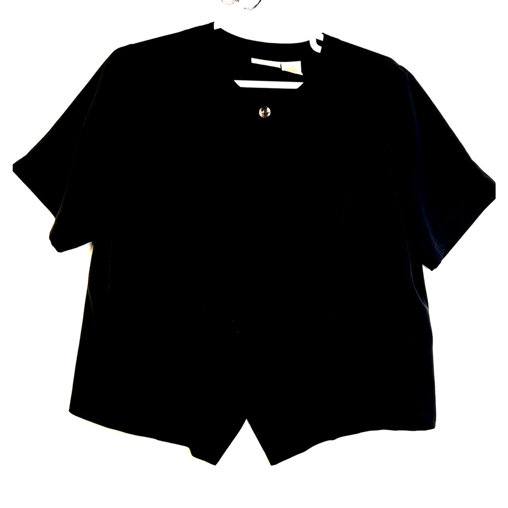 Christie & Jill Jacket Women 20W Black Short Sleeves Career Business Minimalist